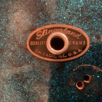 Slingerland 18x20 Bass Drum - Blue Sparkle - converted combo drum - made in Chicago - 1950s 50s vintage image 3