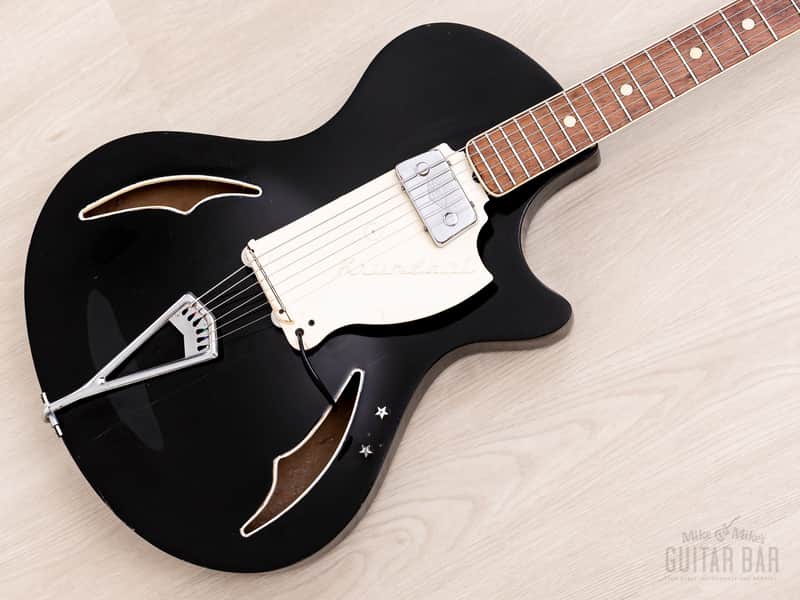 1960 Wandre Blue Jeans Vintage Aluminum Neck Hollowbody Guitar Black w/ Davoli Pickup, Case - Excellent