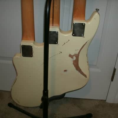 Rhoads Music Triple neck Chris Squire WAL copy cream finish, immitation leather pickguard. image 9