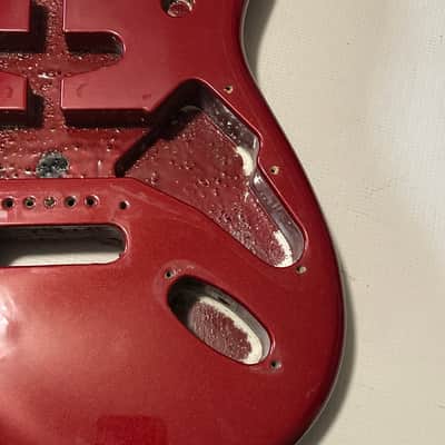 1995 MIM Fender Mexico Candy Apple Red Stratocaster Guitar Body 6 Post Tremolo image 6