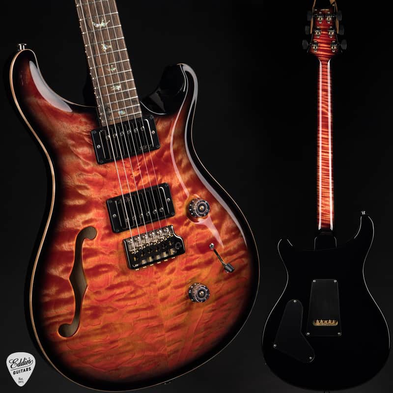 2024 - PRS Eddie's Guitars Wood Library Custom 24 Semi-Hollow Korina/Ziricote - Blood Orange Smokeburst image 1