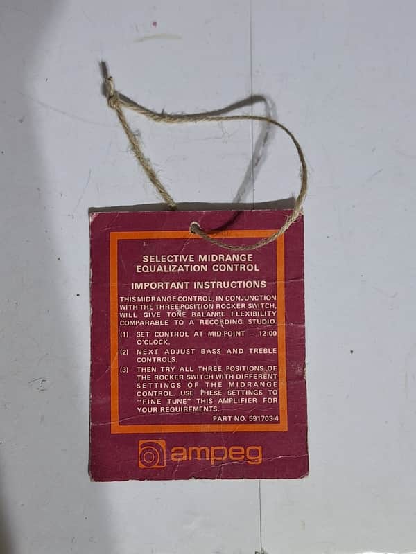Original 1960's Ampeg Amp Hang Tag image 1