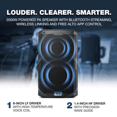 ALTO TS408 2000W 8" Powered PA Speaker with 3 Channel Mixer, Bluetooth Streaming image 9
