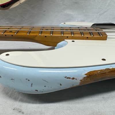 Fender USA Custom Shop '55 1955 Precision Bass Relic 4-string P-Bass with COA + Case 2020 - Sonic Blue / Roasted Maple neck image 19