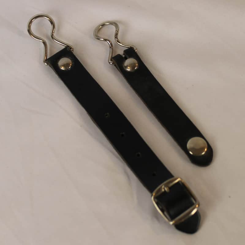 Black Leather Interlocking Back Strap  - Adjustable 12.50" to 16.25" (31.75cm to 41.25cm) image 1