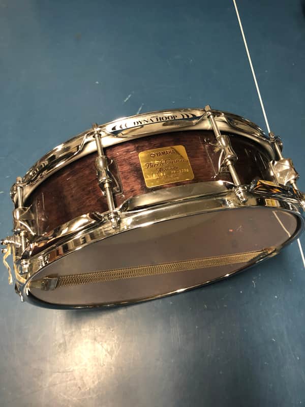 Yamaha  Birch Custom Absolute 14" x 4" Snare Black Woodgrain image 1
