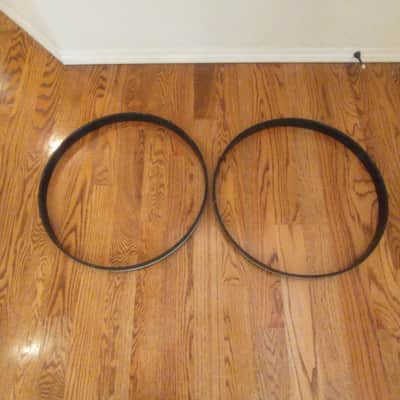 Ludwig (2) vintage 20 inch super classic/downbeat silver sparkle bass drum hoops 1960s excellent! image 10