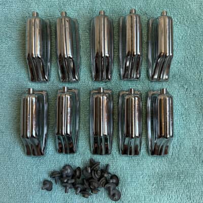 Rogers Lot of 10 Beavertail Vintage Bass Drum Lugs + Screws Springs - Lot 1 70s - Chrome image 1