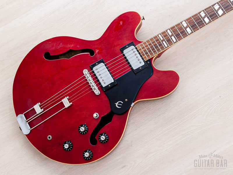 1981 Epiphone Riviera Vintage Semi-Hollow Guitar Cherry w/ Maxon Humbuckers, Japan Matsumoku image 1