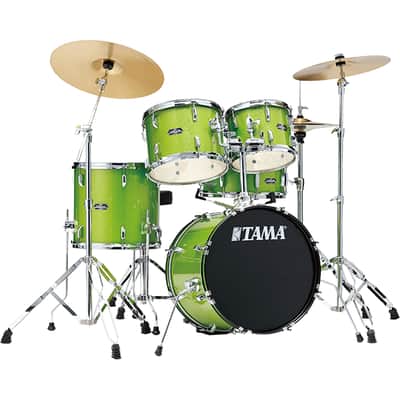 Tama ST52H5CLGS- Stagestar 5-pc Drum Kit W/ Hardware, Throne, Cymbals. Complete Set - Lime Green Sparkle image 4