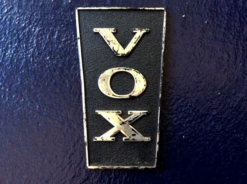 GENUINE VINTAGE VOX TRAPEZOID LOGO BADGE FROM THE 60'S - GOOD CONDITION image 1