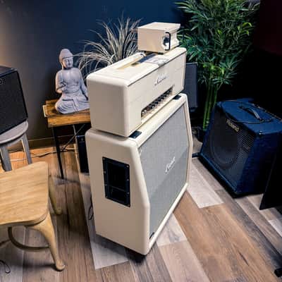 Marshall 1959SLP 35th Anniversary MK II Reissue 2-Channel 100-Watt Guitar Amp Head 1997 White w/ Matching 1960AX 4x12 Cabinet image 4