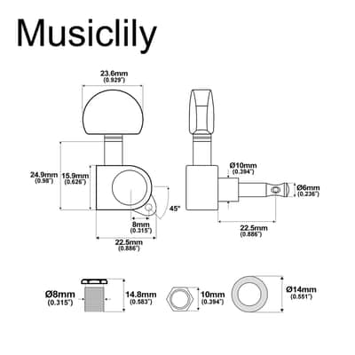3R3L 15:1 Ratio Full Sealed Machine Heads Tuners Tuning Pegs Keys with Half Moon Button for Acoustic Electric Guitar, Gold image 2