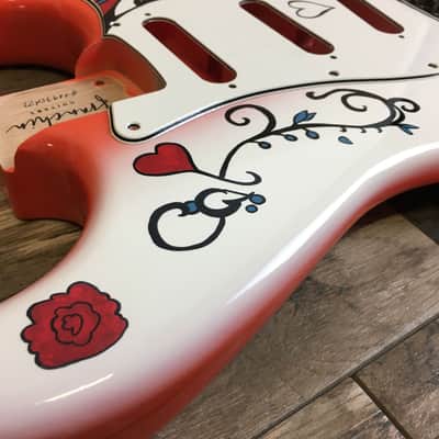 Made to Order - FRANCHIN Mercury guitar body and pickguard Jimi Hendrix MONTEREY REPLICA White and Red 100% Nitro Lacquer Alder Stratocaster-Strat-S-Style Made in Italy image 5