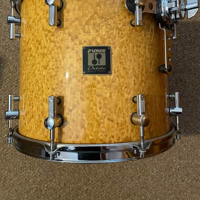 Sonor Delite 14x12 Tom + Ahead Armor Case Early 2000’s - Birdseye amber image 2