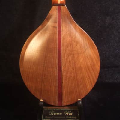 Handmade Thin Body Tenor Ukulele, Solid Mango, Walnut, ArchBack, Abalone MOP Inlay, Soft-bag, Bruce Wei UAM17-2012 image 6