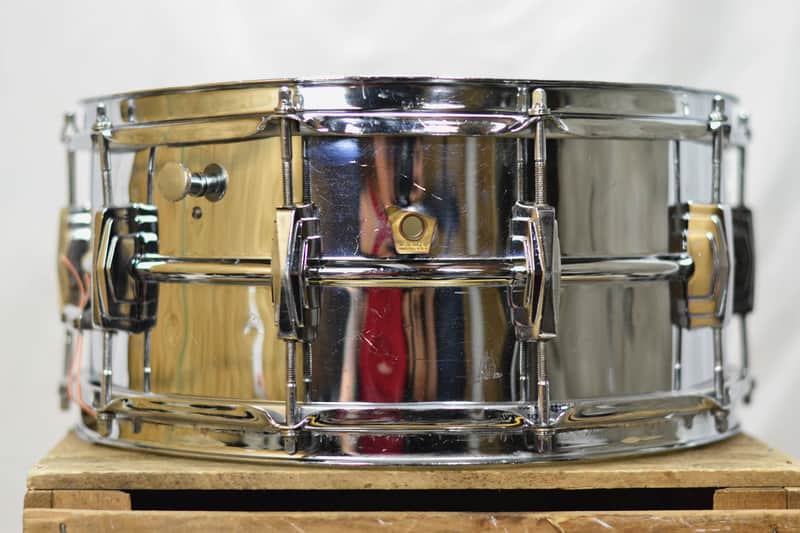 Ludwig No. 402 Super-Ludwig 6.5x14" Chrome Over Brass Snare Drum with Keystone Badge 1960 - 1963 image 2