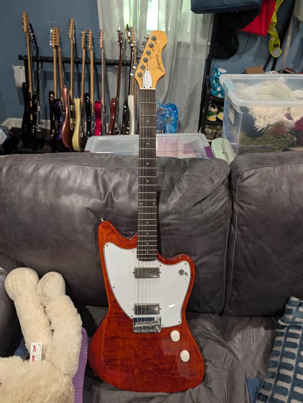 Harmony Silhouette Flame Maple Top 2020 - Transparent Red with Dimarzio pickups image 1