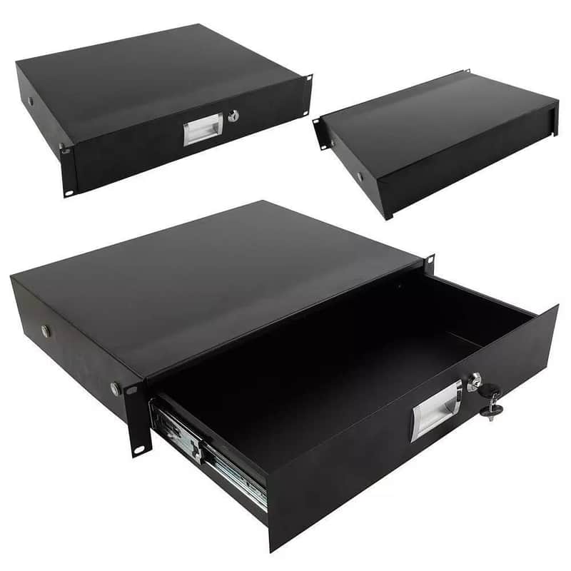 2U 19" Rack Mount Locking Drawer | Pro Audio DJ Server Rack Storage Cabinet with Keys – Steel Equipment Organizer image 1