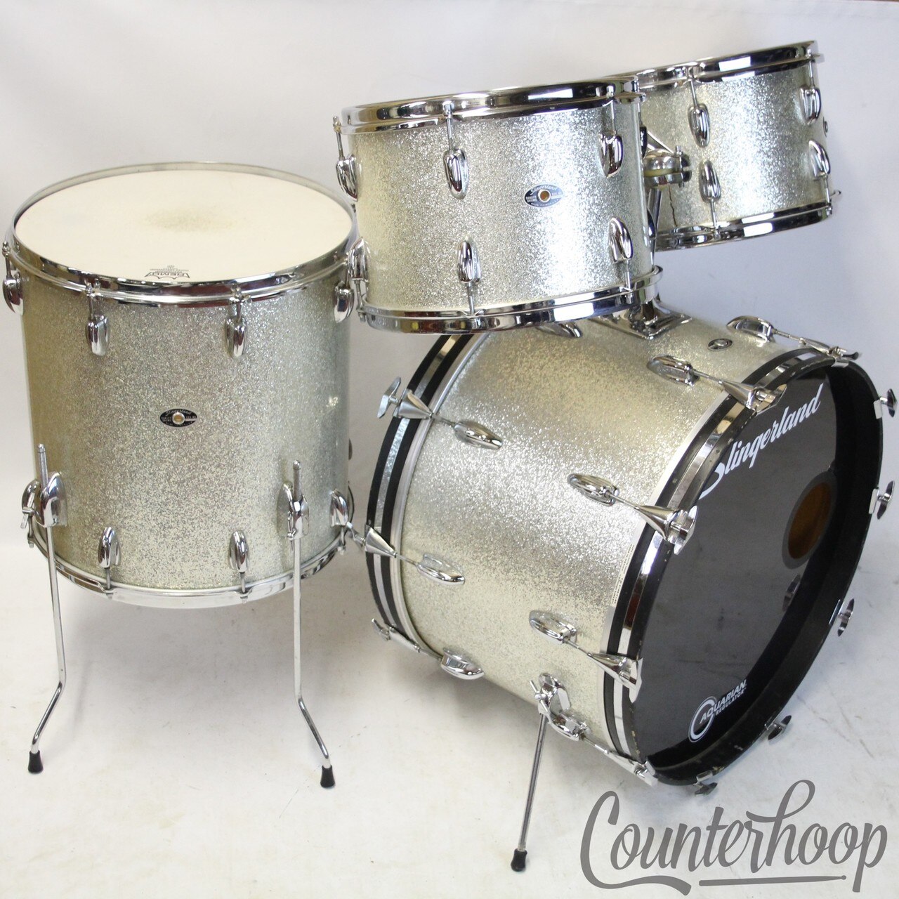 Slingerland 20,12,13,16 Drum Set Silver Sparkle Vintage 70s 3Ply Bass/Toms/Floor — main photograph