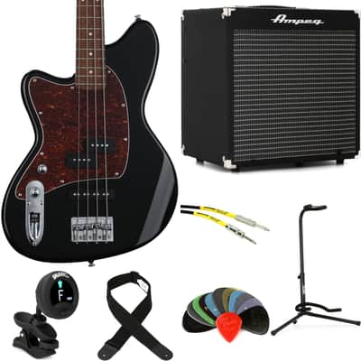Ibanez Talman TMB100 Left-handed Bass Guitar and Ampeg RB-108 Amp Bundle- Black image 1