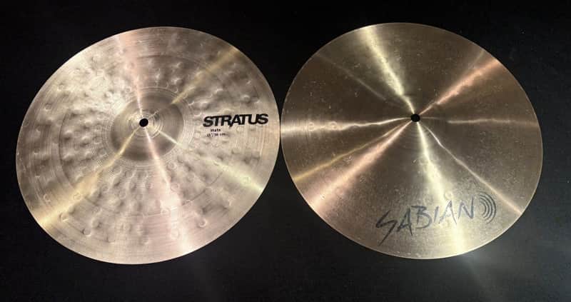 Sabian Used 15 in. Stratus Hi Hat Cymbals 955g T and 1280g B image 1