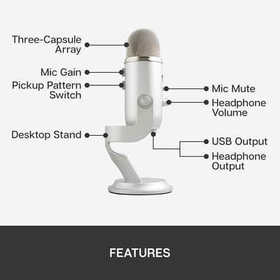 Blue Microphones Yeti Multi-pattern USB Condenser Microphone - Silver image 9