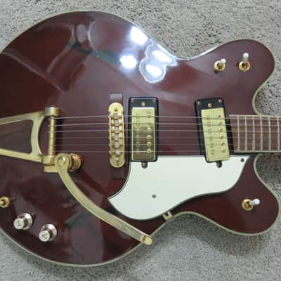 Vintage 1960s Teisco MIJ Ventura Hollow Body Electric Guitar 335 Wine Red Clean Gretsch Gibson Clone image 2