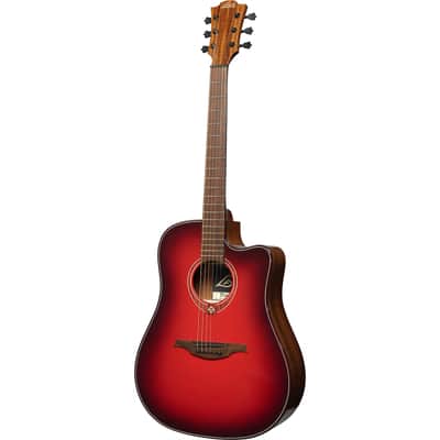 Lag T-RED-DCE Tramontane Limited Edition Dreadnought Cutaway Solid Red Cedar Top Mahogany Neck 6-String Electric-Acoustic Guitar image 3
