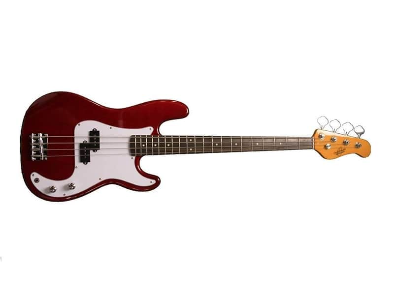 Oscar Schmidt 4 String P-Style Electric Bass, Transparent Red (OSB-400C-TR-A-U) image 1