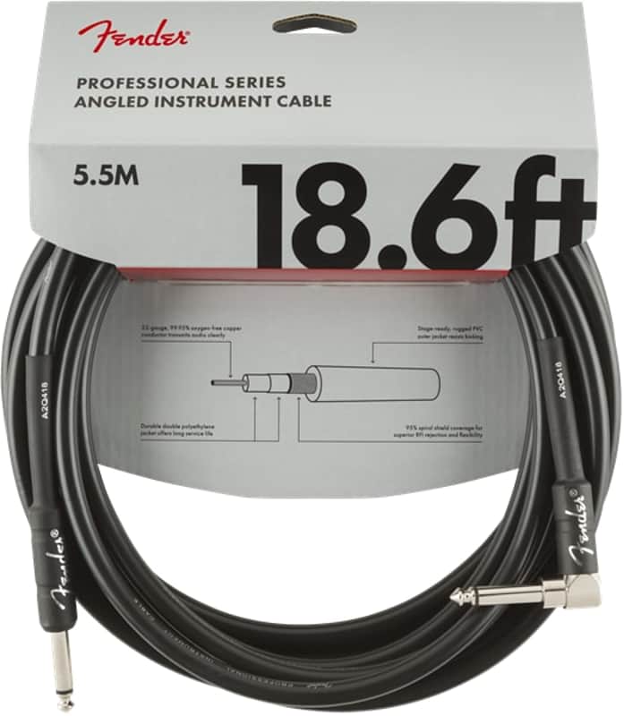 Fender 0990820019 Professional Series 18.6' Right Angle Instrument Cable Black image 1