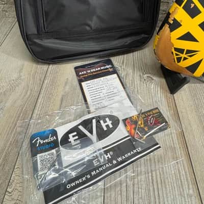EVH #5107900528 - Limited Edition Striped Series Frankenstein Frankie Aged Black and Yellow Relic image 9