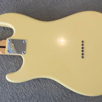 Vintage 1980 Lotus Hondo 2 PU Strat Shape Hardtail Faded Yellow 8.5+ Condition Fender Bullet Clone image 8