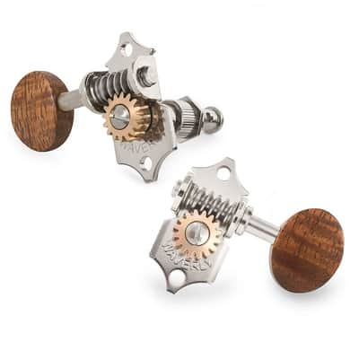 Waverly Guitar Tuners with Koa Knobs for Solid Pegheads, Nickel, 3L/3R image 2