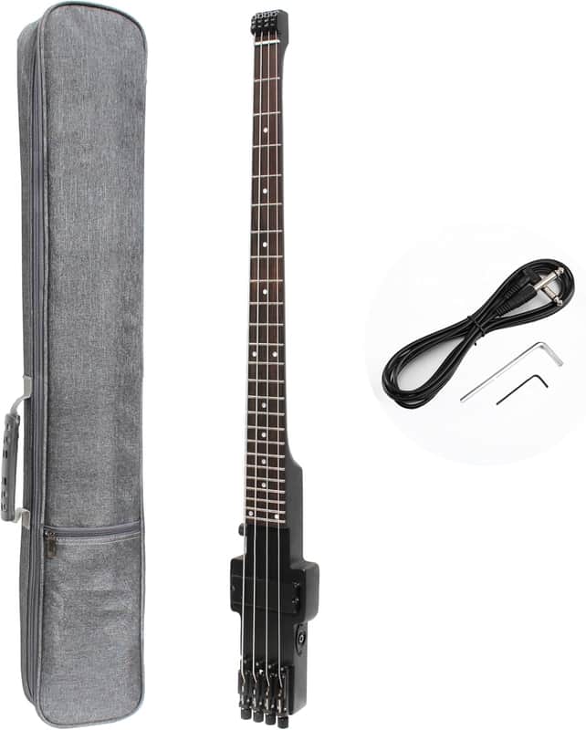 Travel Bass Guitar Electric Headless Bass, 4 Strings Electric Bass with Gigbag & Truss Road & Wire image 1