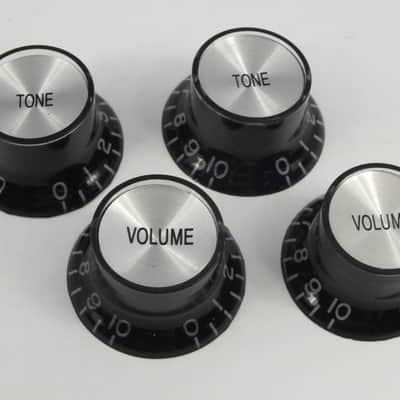 Black Reflector Knobs Top Hat Mirror fits Epiphone guitars with 18 spline metric Pots