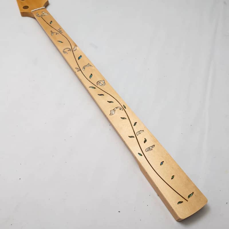 Fretless 4 String Jazz Bass Style Neck, Maple Neck Tree of Life Inlay image 1