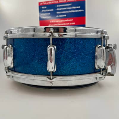 Slingerland Super Gene Krupa Radio King 5.5x14 Snare Drum 1960 - Blue Sparkling Pearl image 5