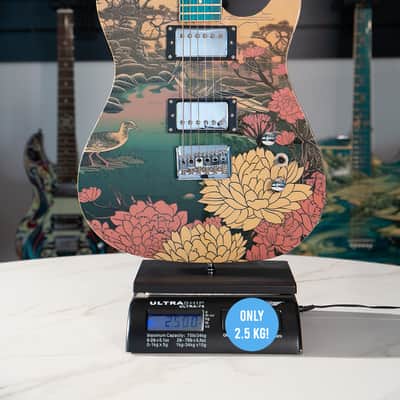Lindo Koya Electric Guitar | Composite Neck | Luminlays | Five Elements Kanji Fretboard Inlays in Maple and Abalone Sea Shell | Japanese Wilderness Art | Designed in Bristol, UK image 9