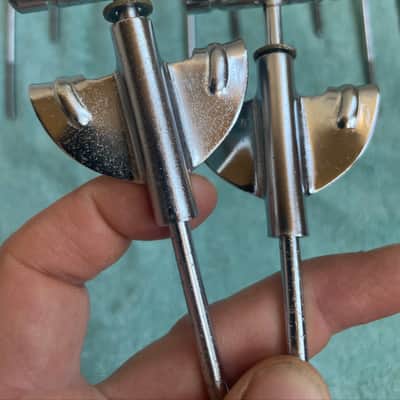 Del Rey MIJ Lot of 12 Bass Drum T tension rods + 11 claws 70s - Chrome image 3