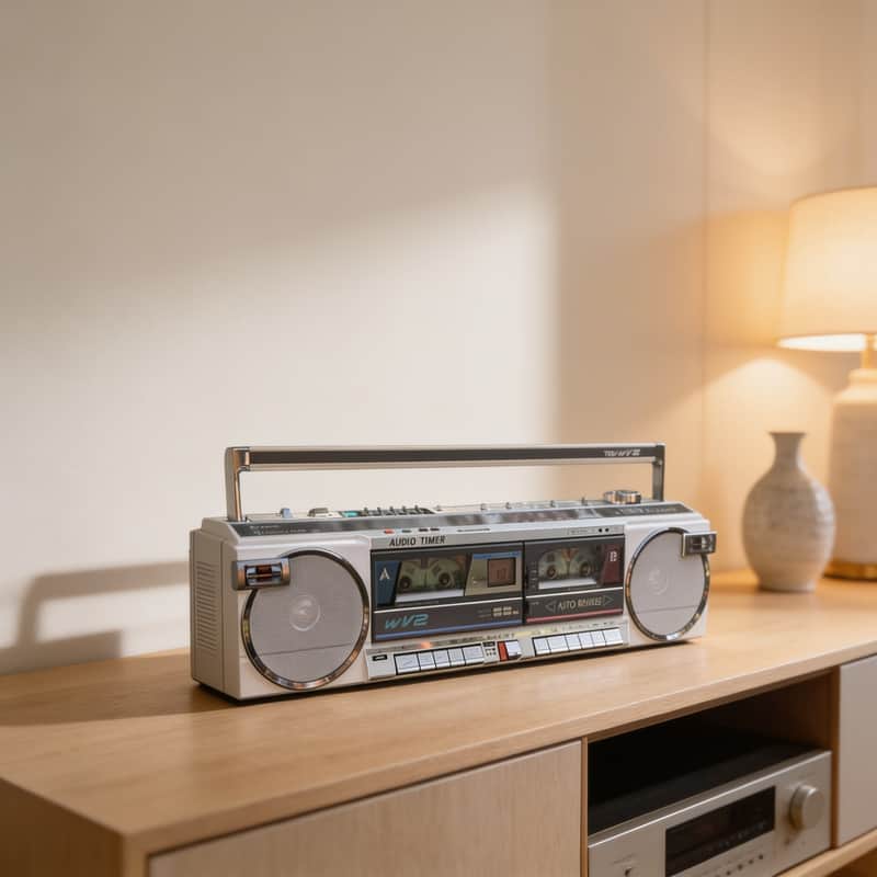 Sanyo MR-WV2(W) Rare Vintage Boombox Working Stereo Radio Cassette Warranty image 1