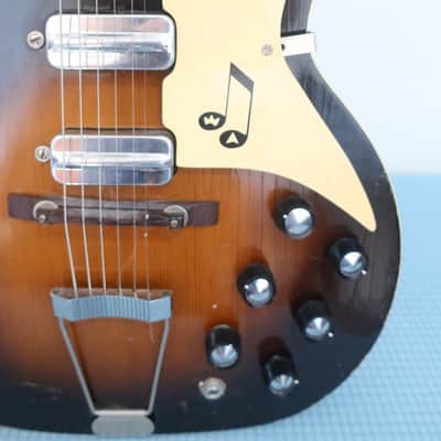 Vintage 1960s Kay Speed Demon 3 PU Sunburst Guitar Very Clean Rare Kluson Tuners Silvertone Harmony image 3