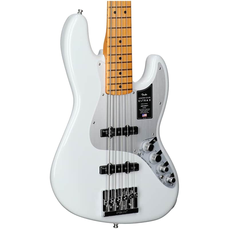 Fender American Ultra II Jazz V 5-String Electric Bass, Avalanche, with Case image 1