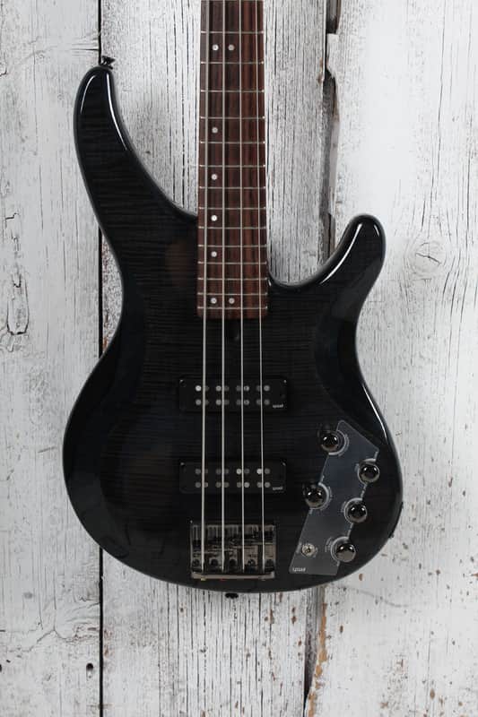 Yamaha TRBX604FM TBL 4 String Electric Bass Guitar Flame Maple Top Trans Black image 1
