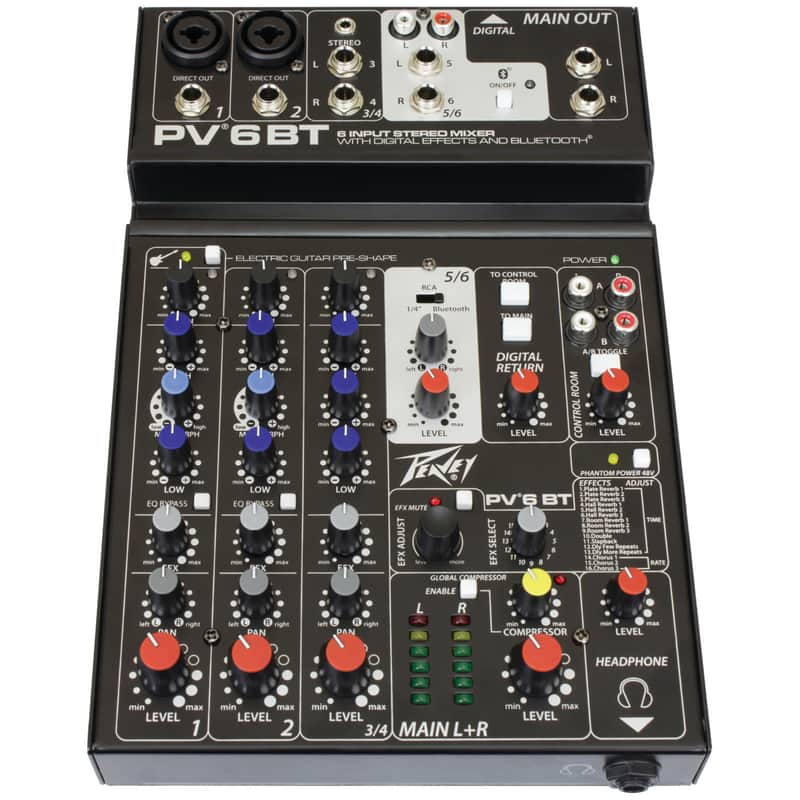 Peavey PV 6 BT 6 Channel Mixer with Bluetooth | Reverb