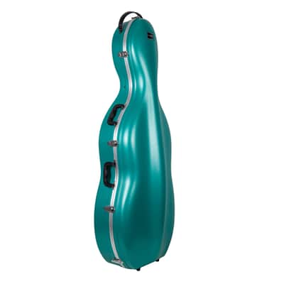 Crossrock 4/4 & 3/4 Cello Case with Wheels | Matte Mint Blue ABS Shell, Wine Red Velvet Interior, Backpack Straps – New Mold Design – (CRA870CEFMB) image 2