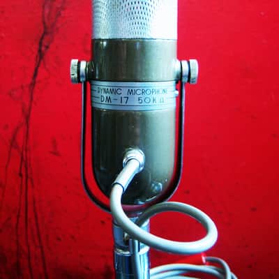 Vintage 1960's Aiwa DM-17 dynamic omni-directional microphone High Z w cable & stand Lafayette Calrad Olson image 10