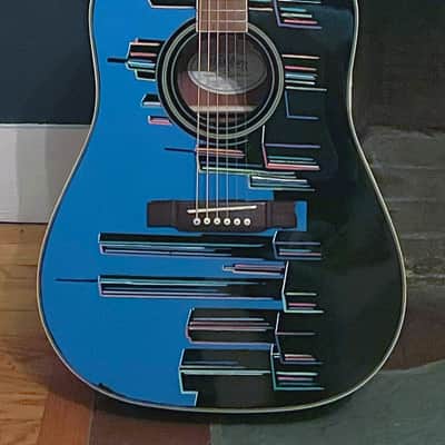 Washburn Acoustic Guitar - Custom-painted New York City Skyline with Twin Towers image 2