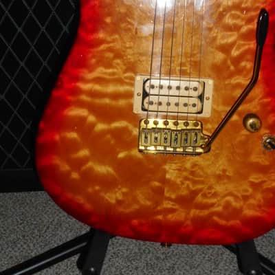 Schecter Van Nuys Hot Rod Custom Strat Super Rare! Curly Maple  1 Humbucker Cherry Sunburst image 6