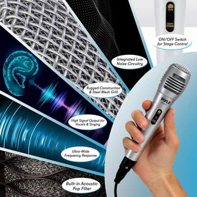 Wired Dynamic Microphone - Professional Moving Coil Unidirectional Handheld Mic with Built-in Acoustic Pop Filter, Rugged Construction, Steel Mesh Grill, 6.5 ft XLR Audio Cable Wire- PDMIK1 image 2